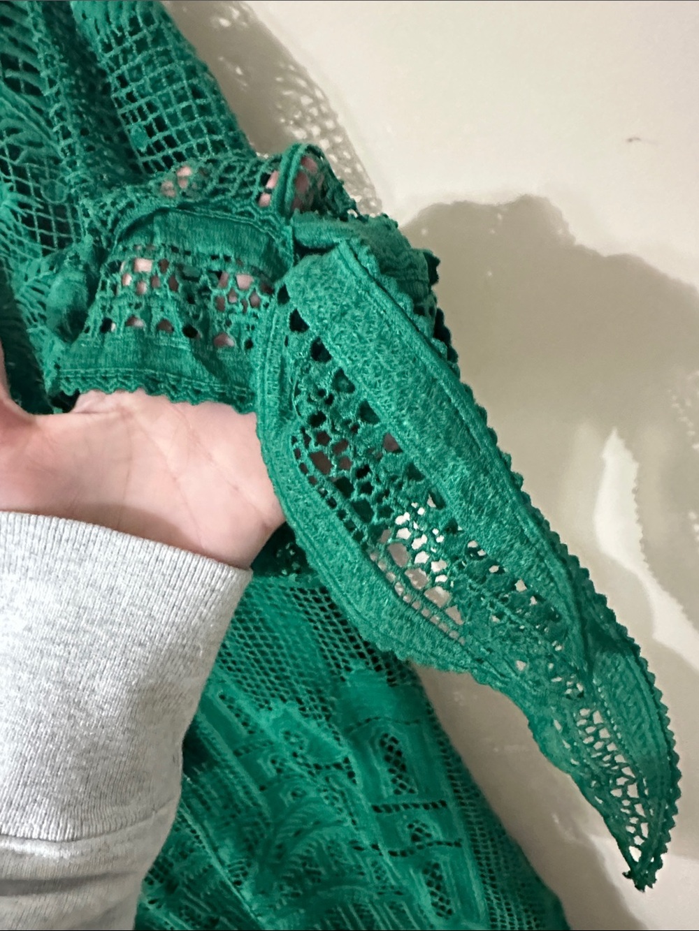 NWOT Farm Rio Green Morada Boa Guipure Dress with Slip Dress Underneath SOLD OUT - Picture 7 of 13
